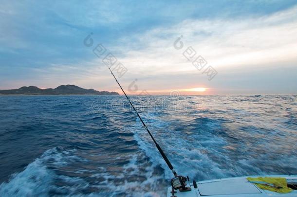 日出看法关于捕鱼杆向许可证捕鱼小船向指已提到的人Pacific太平洋