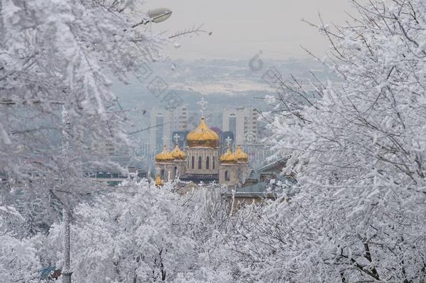冬风景关于皮亚季戈尔斯克,北方的高加索山脉,俄罗斯帝国