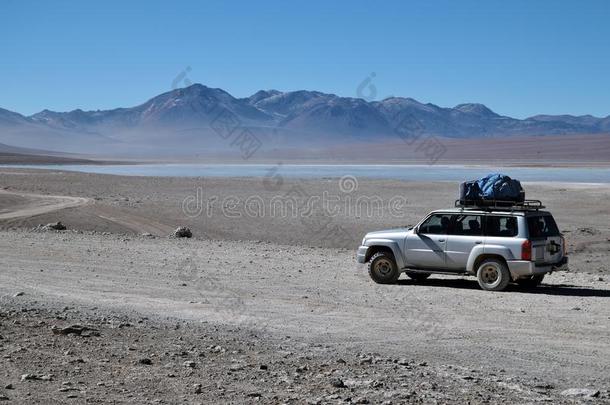 从落下-路汽车在阿塔卡马沙漠
