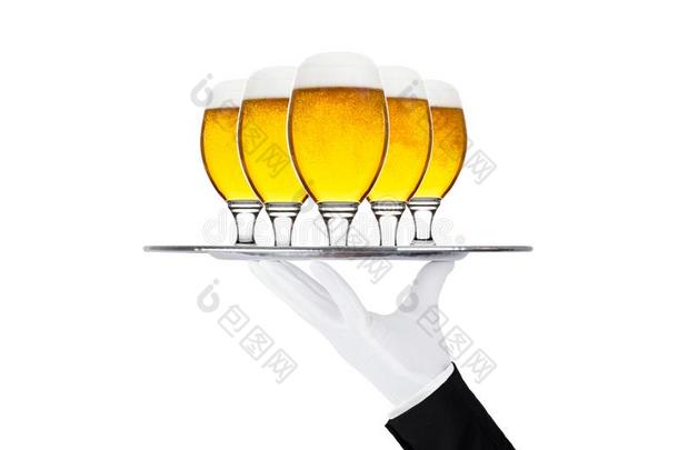 手和手套保存盘子和贮藏啤酒啤酒玻璃