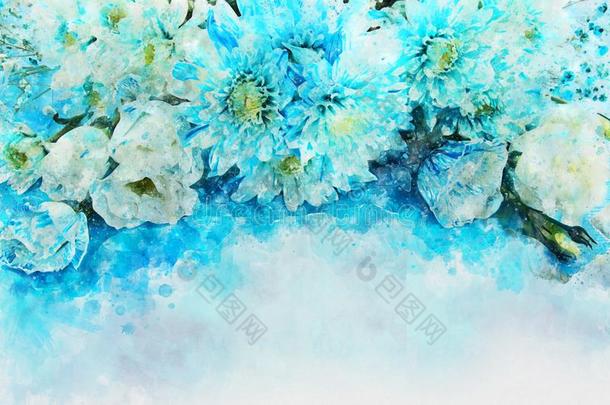 水彩方式和抽象的影像关于蓝色花