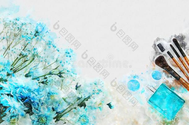 水彩方式和抽象的影像关于蓝色花