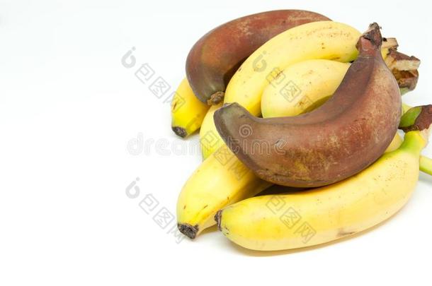 各种各样的<strong>香蕉</strong>婴儿<strong>香蕉</strong>和红色的<strong>香蕉</strong>向白色的背景