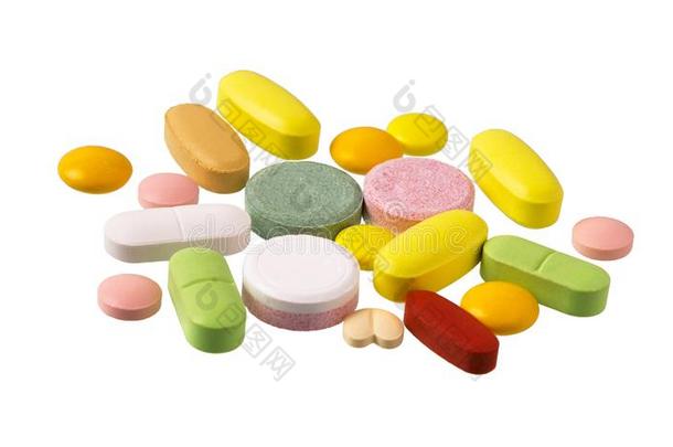 药片和药丸.堆关于医学的药片,胶囊和药丸