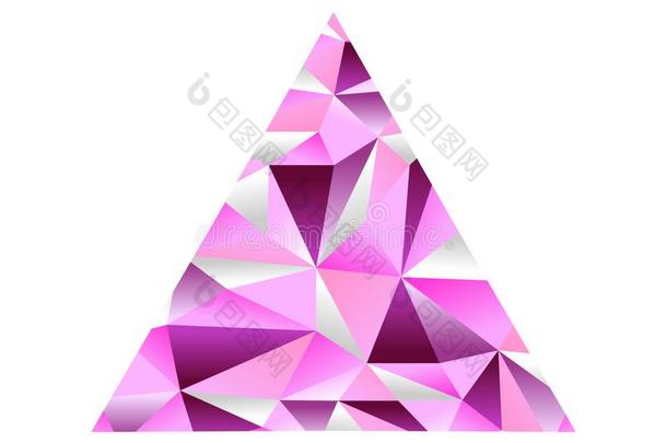 粉红色的蓝宝石<strong>低</strong>的工艺学校三角形形状背景