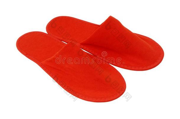 红色的拖鞋从旅馆,红色的拖鞋从飞机是向白色的