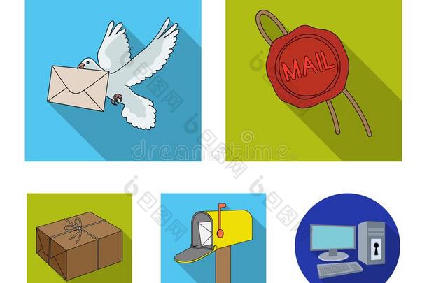 蜡密封,邮政的鸽子和信封,邮件盒和<strong>包袱</strong>.邮件