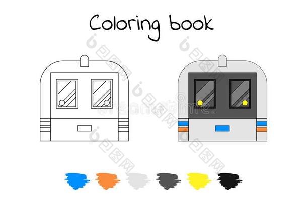 色彩书为孩子们.矢量说明.地铁火车,英语字母表的第13个字母