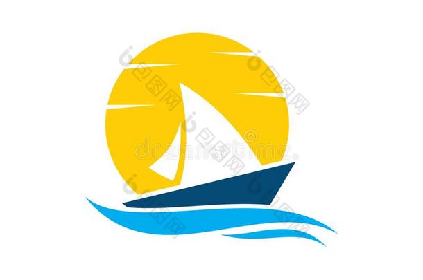 矢量标识设计关于洋海水海滩夏帆船运动巡回演出