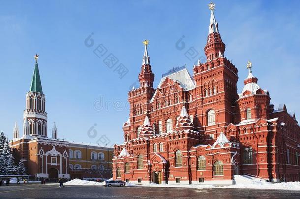 莫斯科.指已提到的人国家历史的博物馆向红色的正方形.