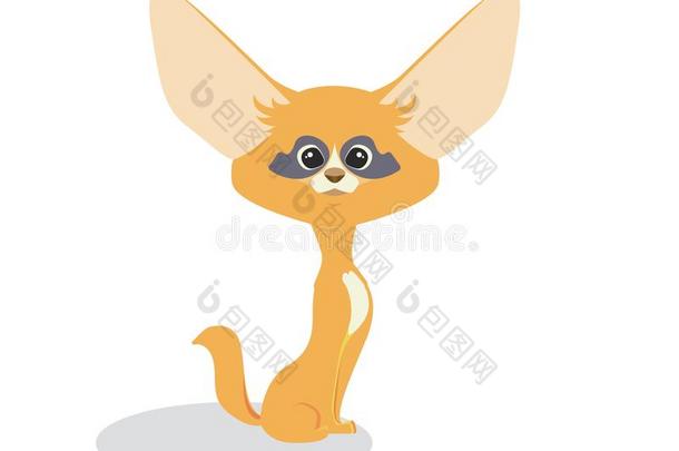 漂亮的漫画一种非洲产的大耳小狐.漂亮的红色的小的狐和大的有趣的耳