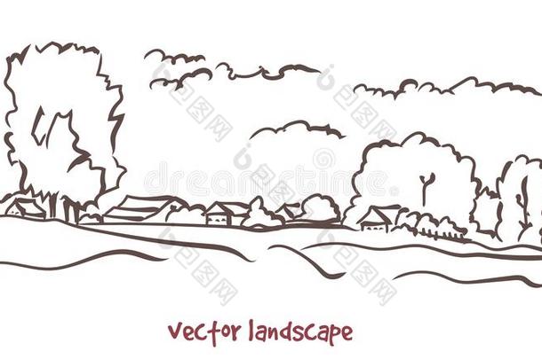 手写的草图关于乡下的风景