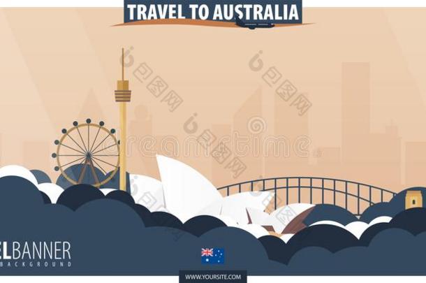 旅行向澳大利亚.旅行和<strong>旅游海报</strong>.Vec向r平的illustrate举例说明