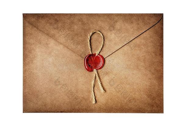酿酒的手艺信封和红色的蜡密封邮票为通信