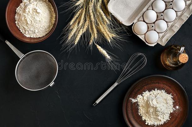 准备烹饪术烘焙厨房表棕色的盘商品新鲜的