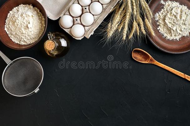 准备烹饪术烘焙厨房表棕色的盘商品新鲜的