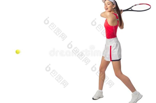 女人网球演员隔离的和球版本