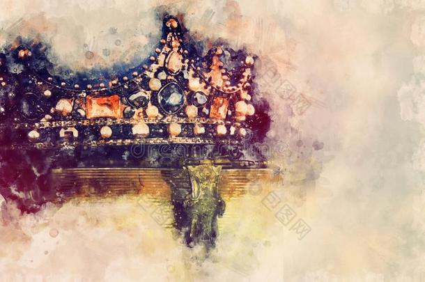 水彩方式和抽象的影像关于美丽的女王/国王乌鸦