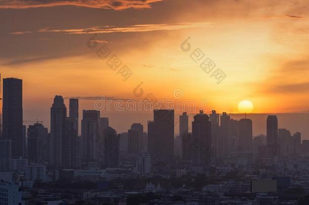 指已提到的人太阳进行下在扇形棕榈细纤维城市,太阳set时间背景