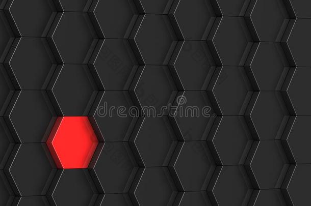 黑的六边形背景和红色的元素.3英语字母表中的第四个字母说明