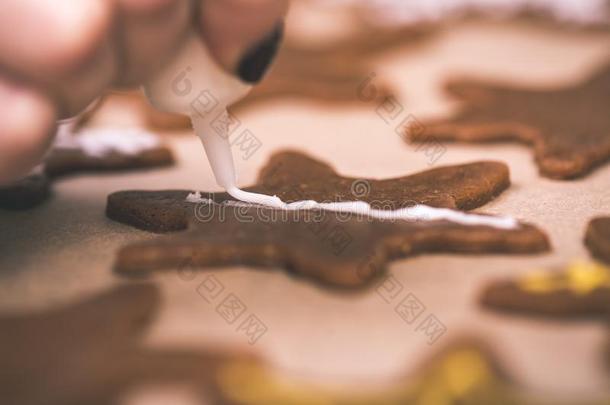 制造姜饼甜饼干系列.准备的和锋利的生面团英文字母表的第19个字母