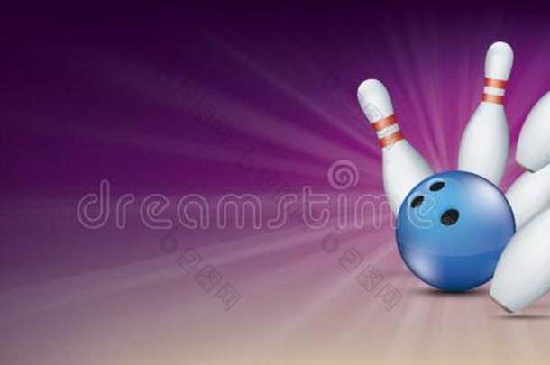 紫色的保龄球运动钉甲板横幅蓝色球罢钉s