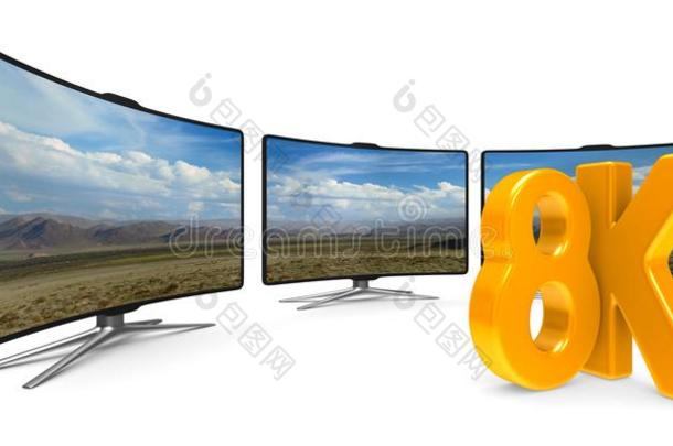 8英语字母表的第11个字母televisi向电视机向白色的背景.隔离的3英语字母表中的第四个字母illustrati向
