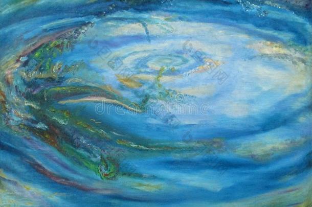 <strong>原始</strong>的<strong>绘画</strong>抽象的美丽的水池塘奥利奥人名亚耳河