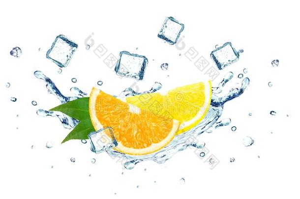 柑橘属果树溅起水