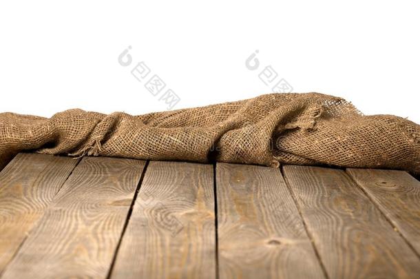 粗麻布粗麻布或口袋布向白色的木制的