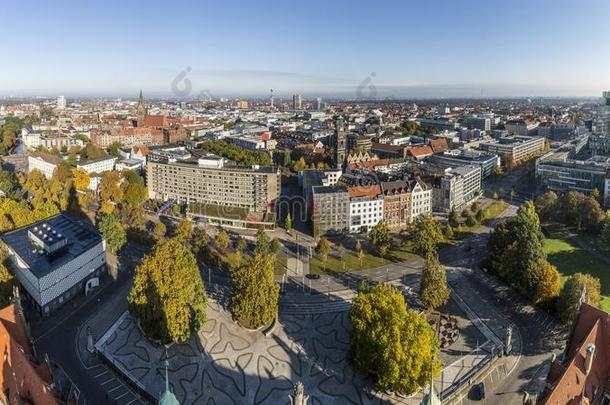 汉诺威,德国-十月24,2016:空气的全景画关于汉诺威