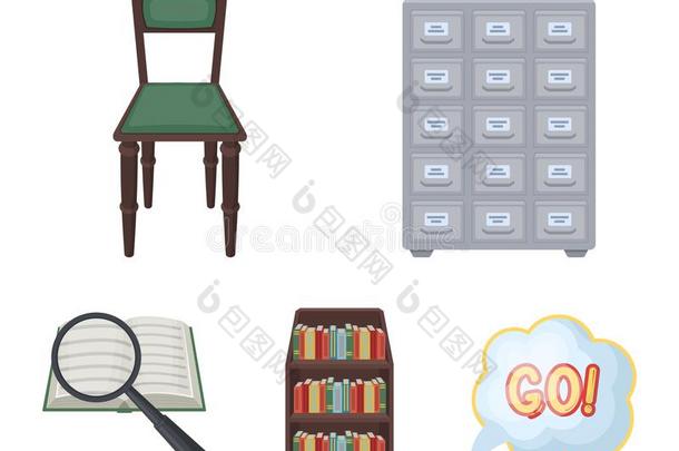 内阁和整理成档案内阁,椅子,架子,信息搜寻.