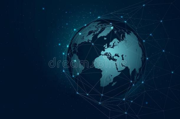 世界地图全球的网连接,矢量背景技术专家