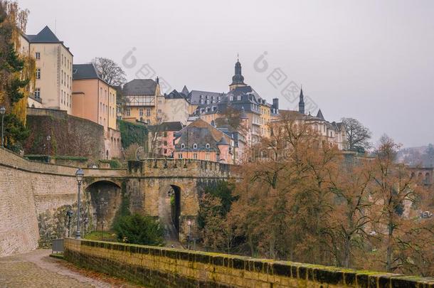 地平线关于老的城镇<strong>卢森堡</strong>公国城市从顶看法