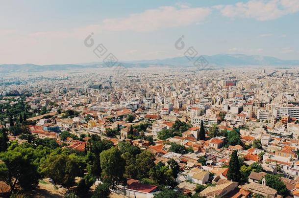 看法关于雅典城市风光照片从古希腊城市的卫城采用希腊