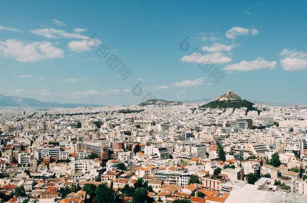 看法关于雅典城市风光照片从古希腊城市的卫城采用希腊