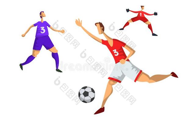 足球足球演员采用抽象的平的方式.矢量illustrat