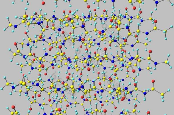 丝素蛋白分子的结构隔离的向灰色的背景