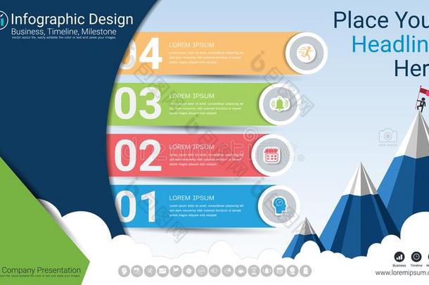 商业信息图表报告,里程碑时间轴或路地图机智