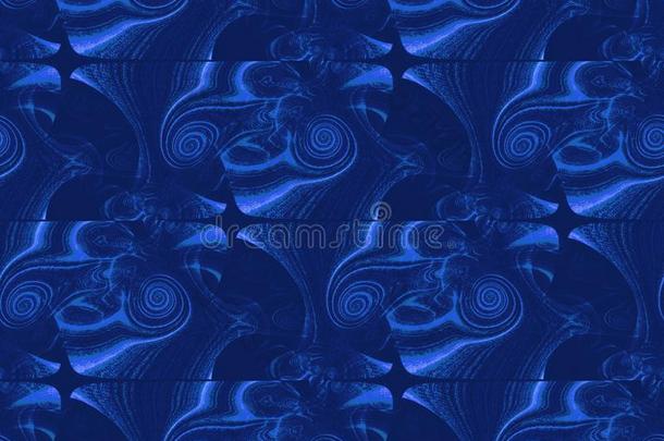 有规律的错综复杂的螺旋模式蔚蓝和黑暗的蓝色.