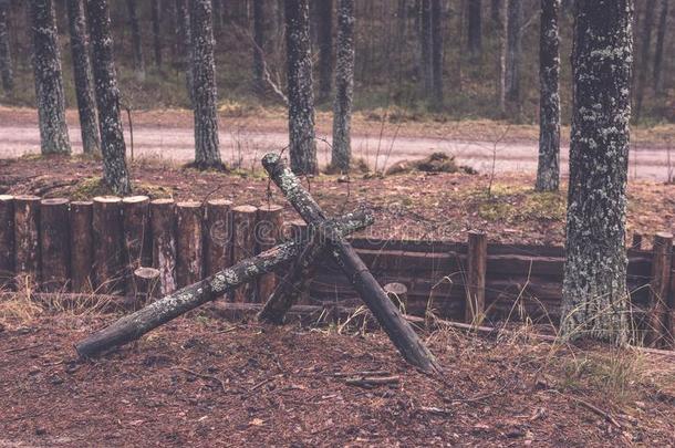 老的木制的特伦西采用拉脱维亚-v采用tage制动火箭影响