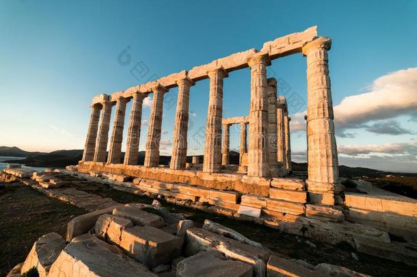 索尼昂,庙关于海神采用希腊,日落金色的小时