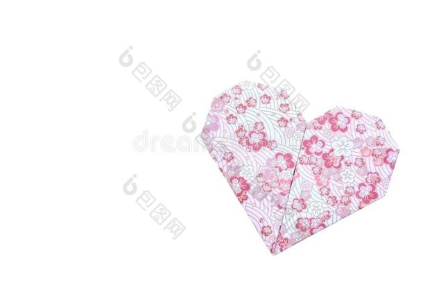 漂亮的粉红色的爱心使关于传统的日本人折纸手工纸