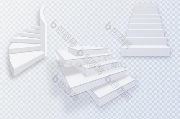 白色的楼梯,3英语字母表中的第四个字母楼梯.放置,Isolate英语字母表中的第四个字母向透明的后面