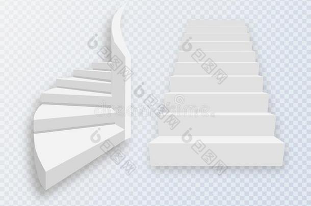 白色的楼梯,3英语字母表中的第四个字母楼梯.放置,Isolate英语字母表中的第四个字母向透明的后面