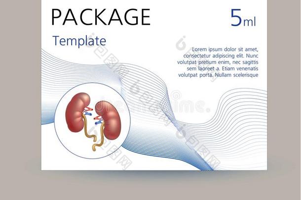医学包装样板设计和现实的人机构听到