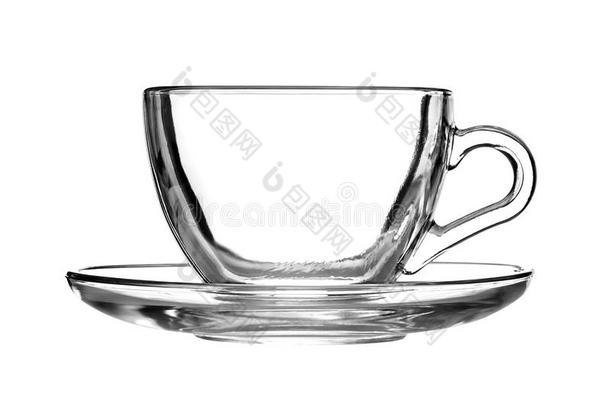 杯子和茶杯托向一白色的b一ckground