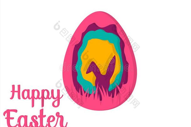招呼卡片和幸福的复活节.复活节兔子.复活节鸡蛋纸
