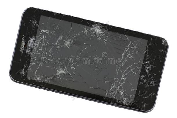 一破碎的屏幕关于大量生产标准黑的电话.Gobon蓬