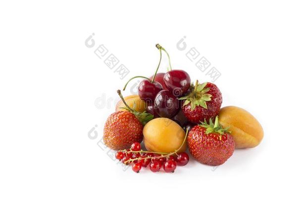 混合浆果和成果隔离的向白色的.浆果和成果机智